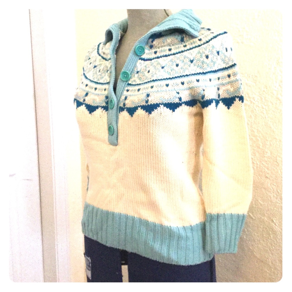 Banana Republic Henley Fair Isle Sweater M